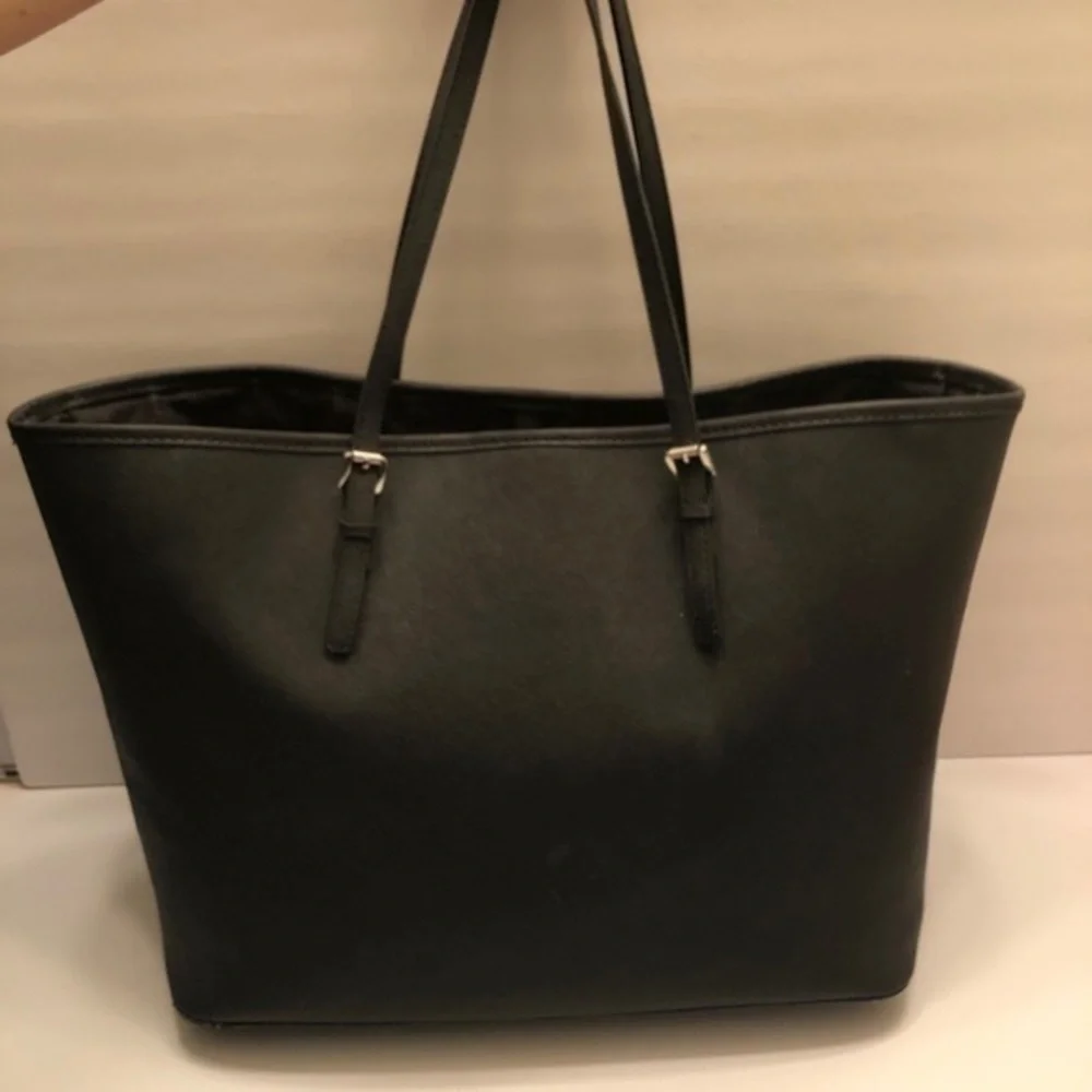 Michael kors black leather micro studded tote bag